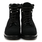 Chanel Tweed Lace Up Short Boots 37 Black
