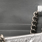Balenciaga Metallic Calfskin Quilted Crush Wallet On Chain Silver