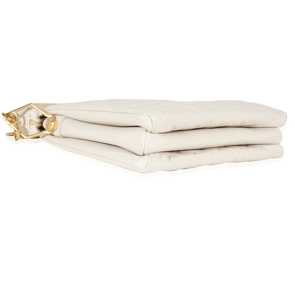 Louis Vuitton Louis Vuitton Cream Puffy Lambskin Monogram Coussin PM
