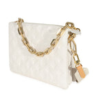 Louis Vuitton Louis Vuitton Cream Puffy Lambskin Monogram Coussin PM