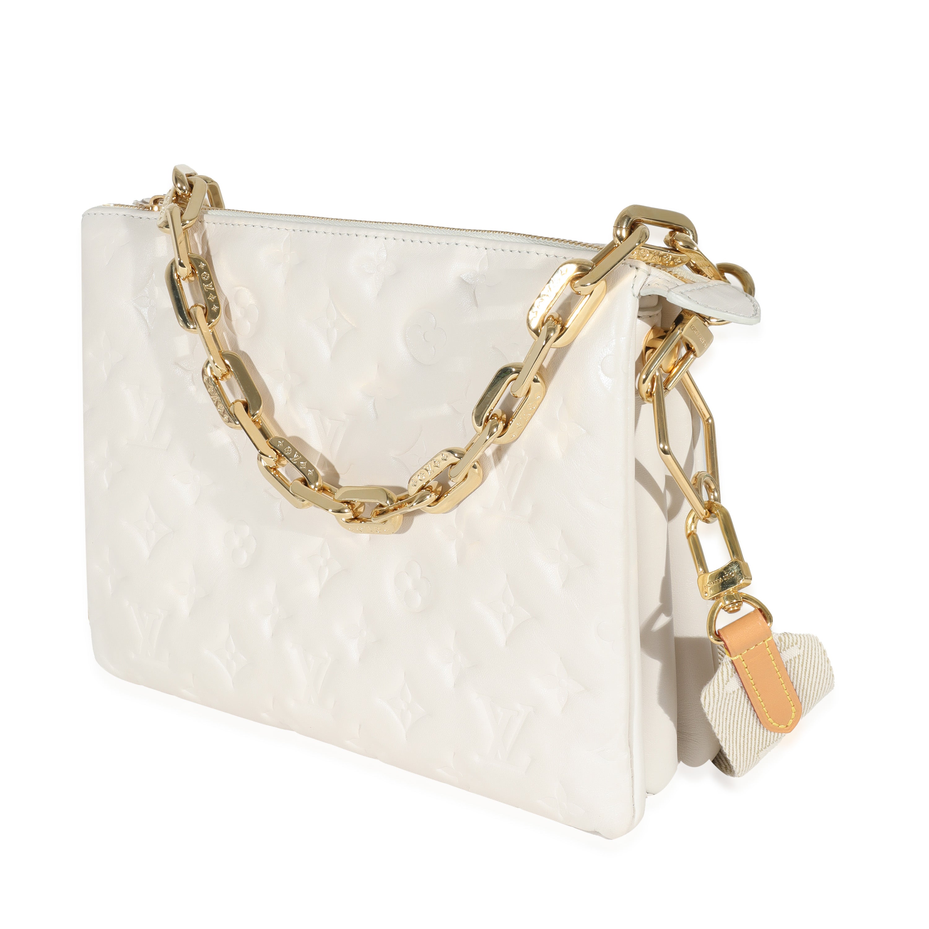 Louis Vuitton Louis Vuitton Cream Puffy Lambskin Monogram Coussin PM