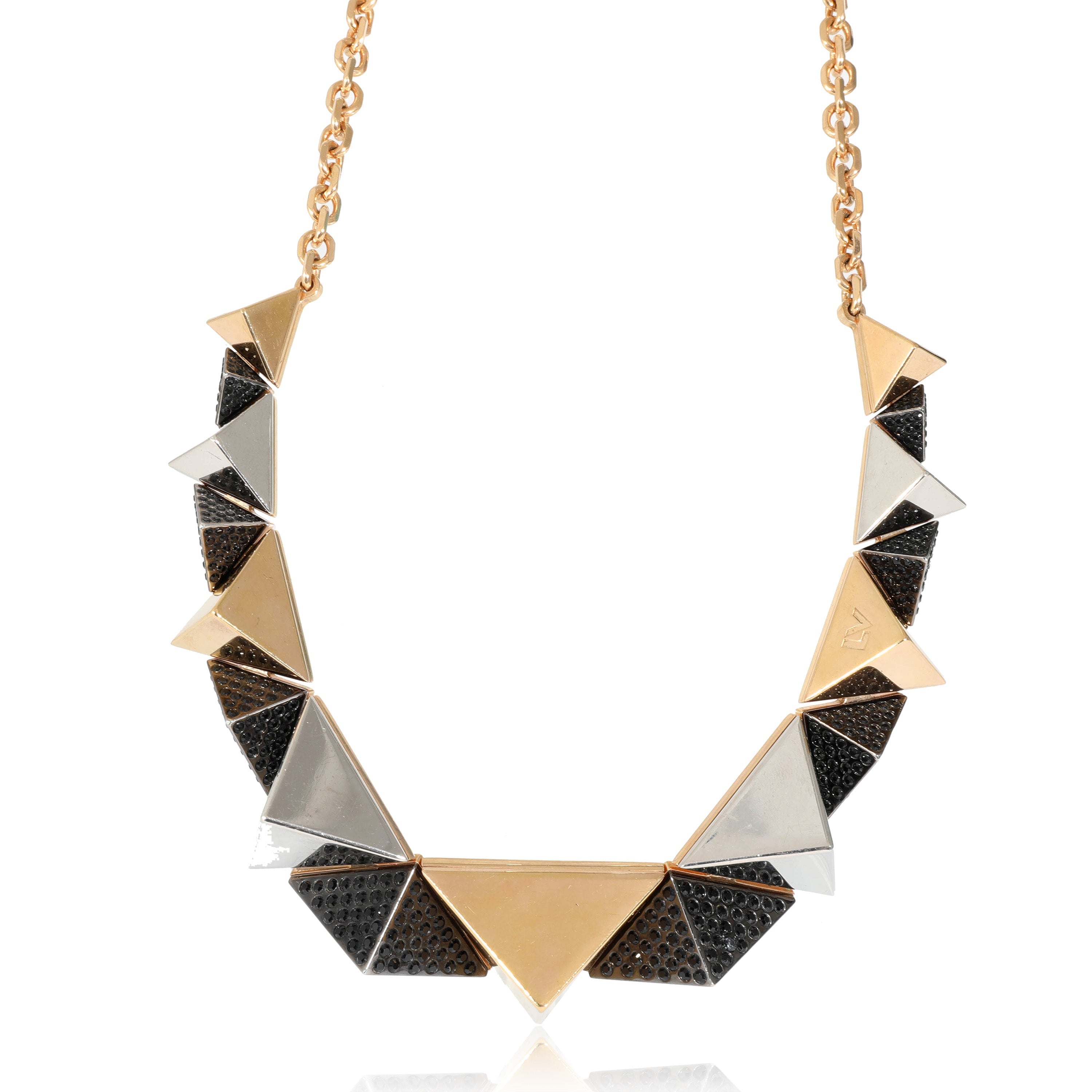 Louis Vuitton Gold Tone Pyramid Stud Necklace