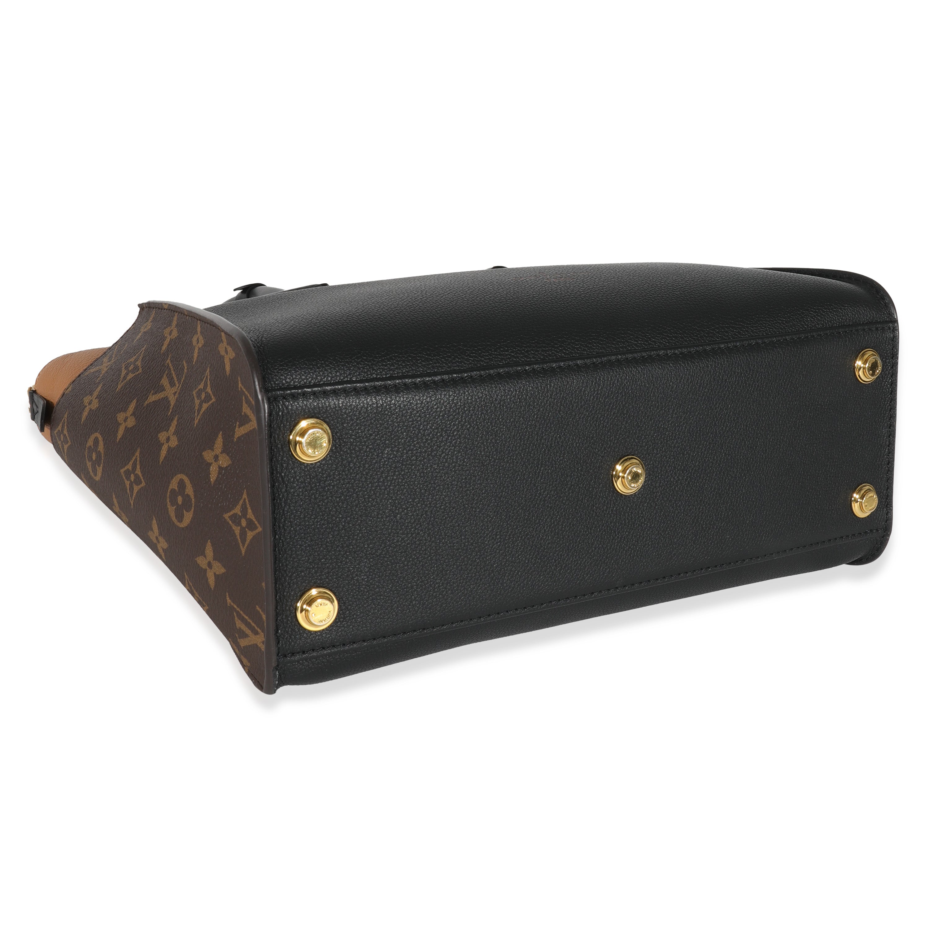 Louis Vuitton Louis Vuitton Black & Tan Calfskin And Monogram Canvas On My Side MM