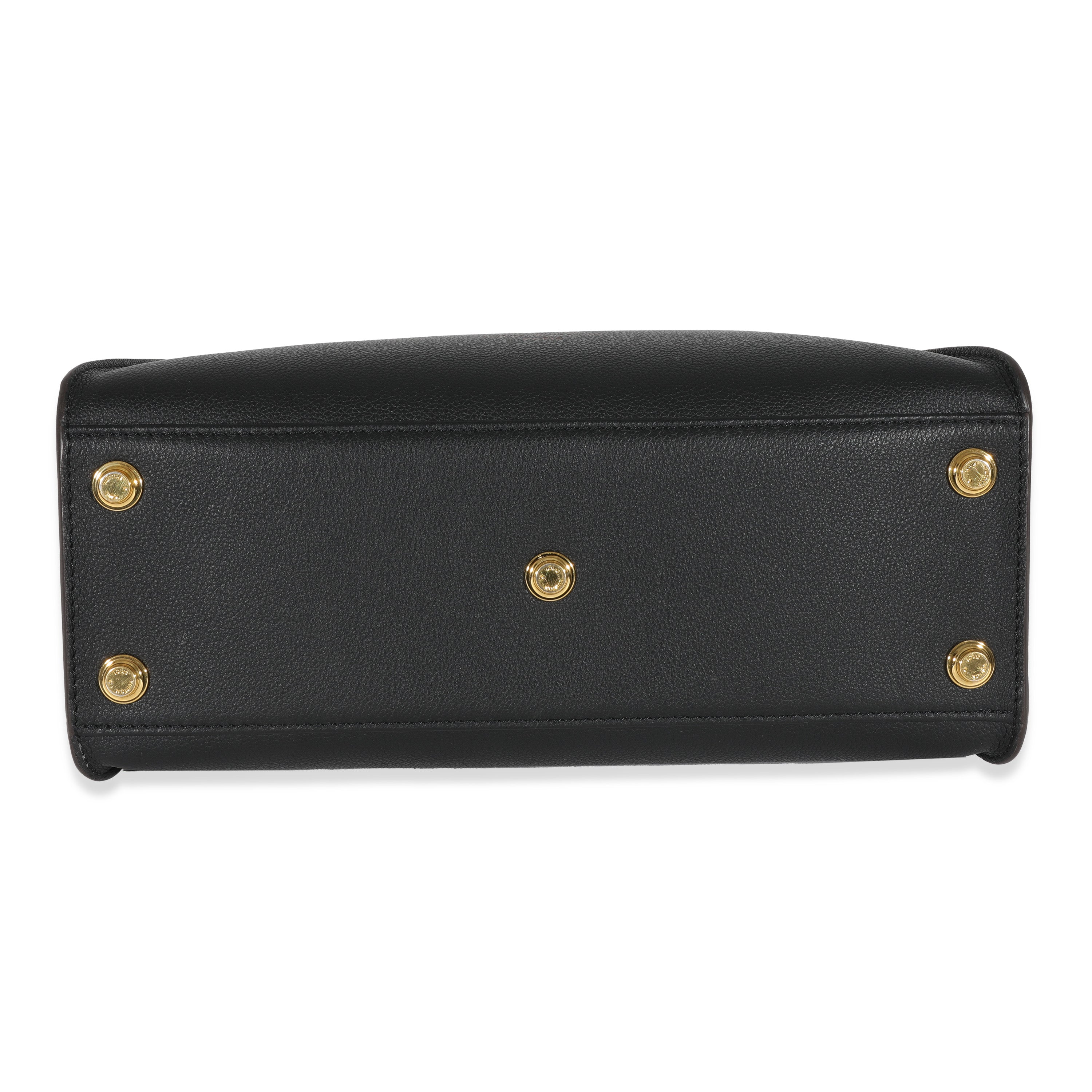 Louis Vuitton Louis Vuitton Black & Tan Calfskin And Monogram Canvas On My Side MM