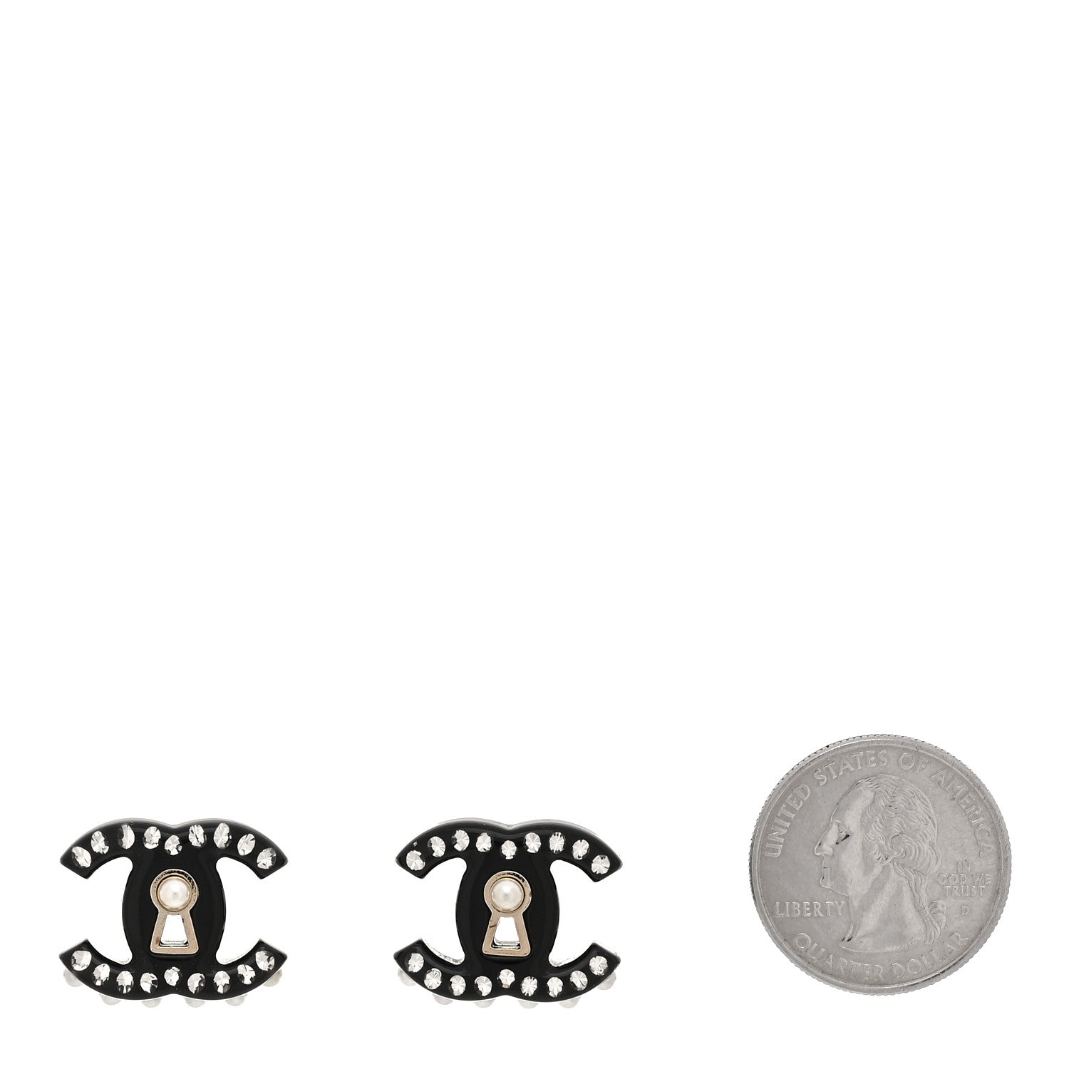 Chanel Resin Crystal Pearl CC Earrings Black