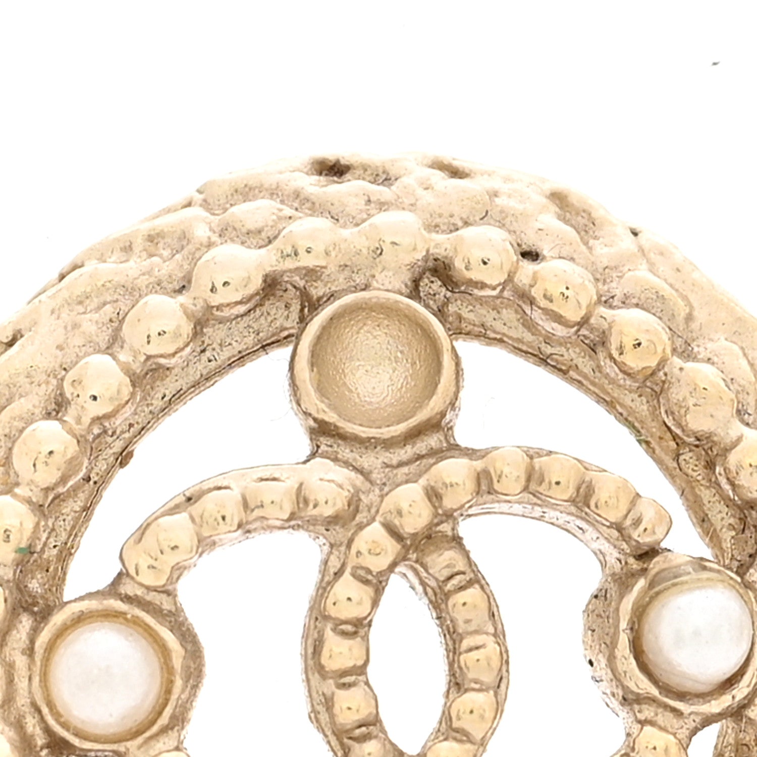 Chanel Pearl CC Round Rope Earrings Gold