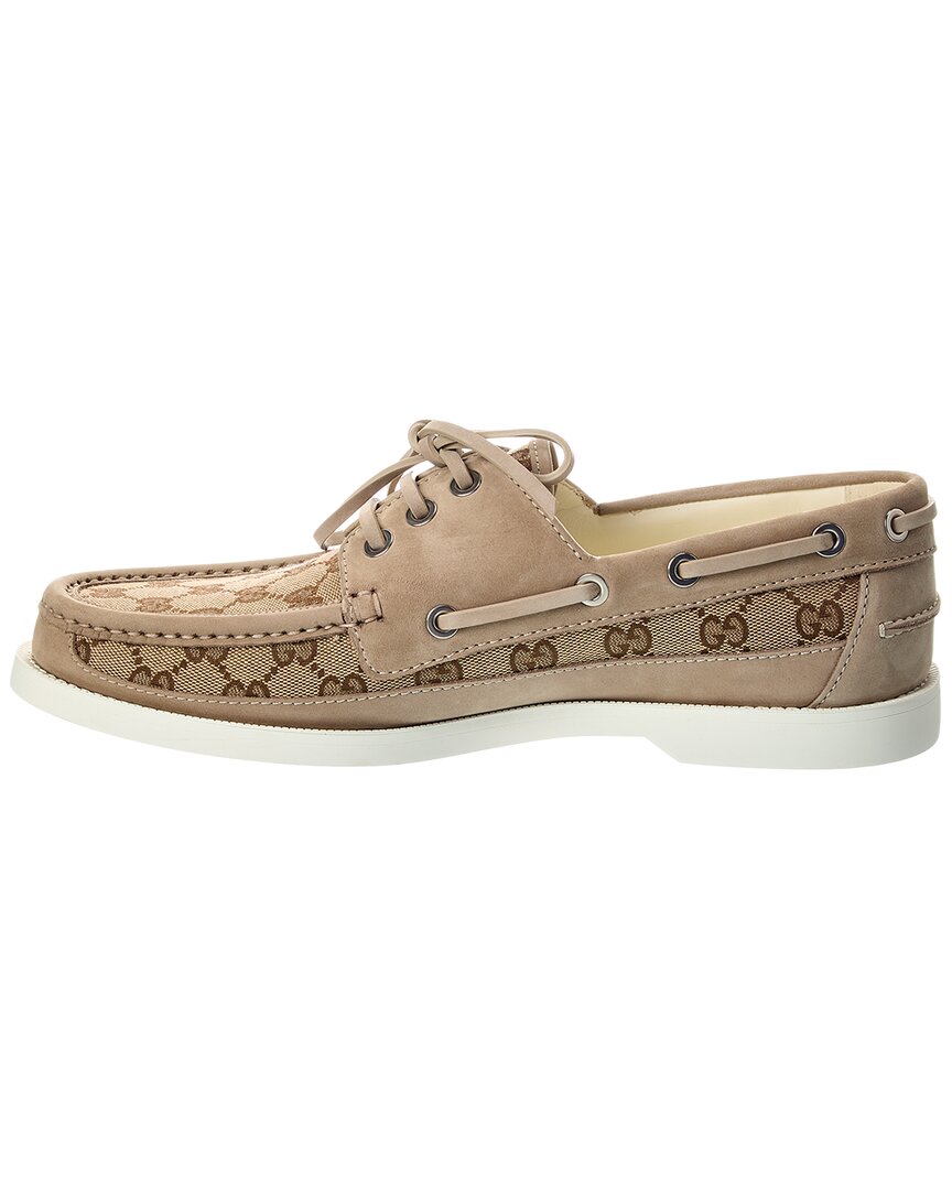 Gucci Interlocking G Canvas & Suede Loafer