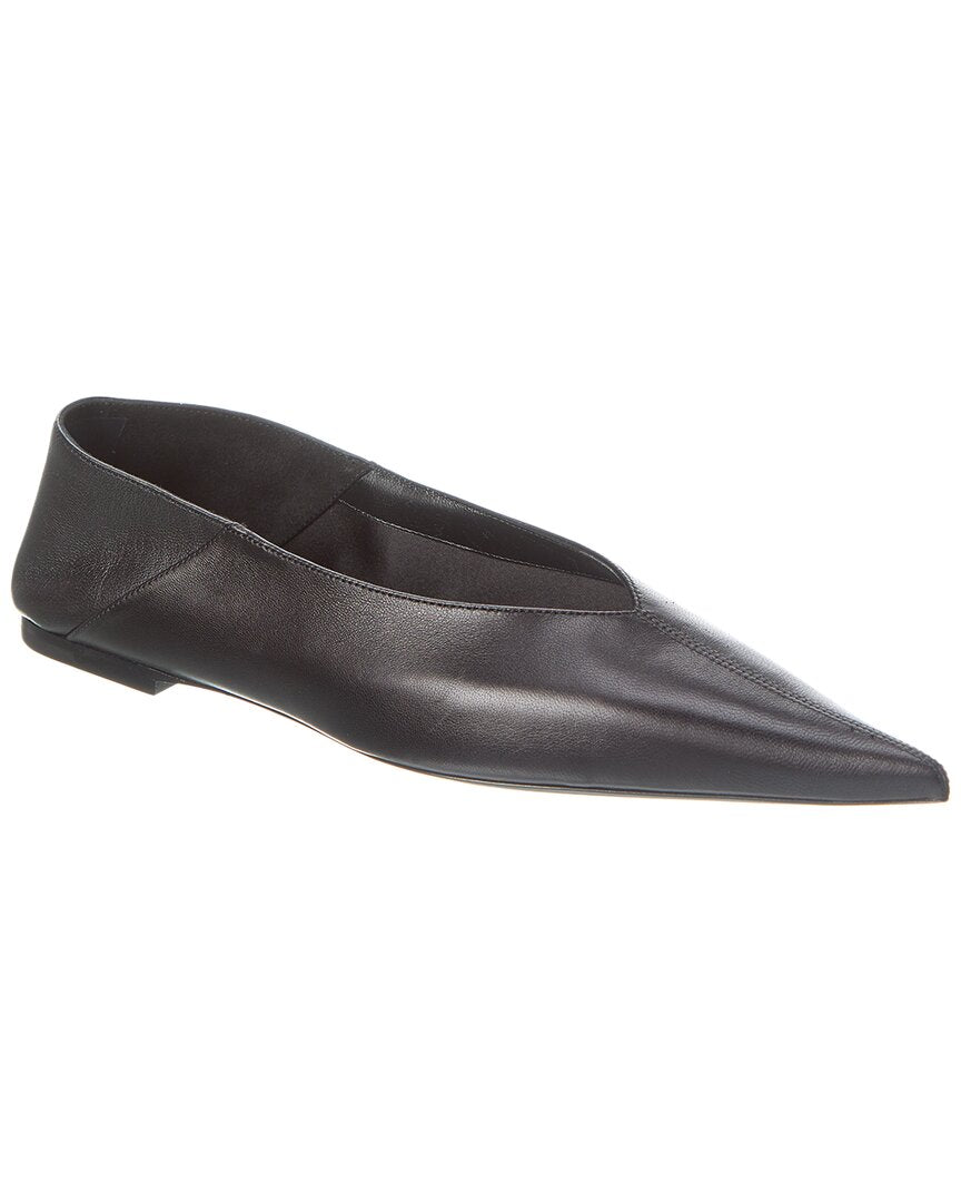 Saint Laurent Carolyn Leather Flat Black