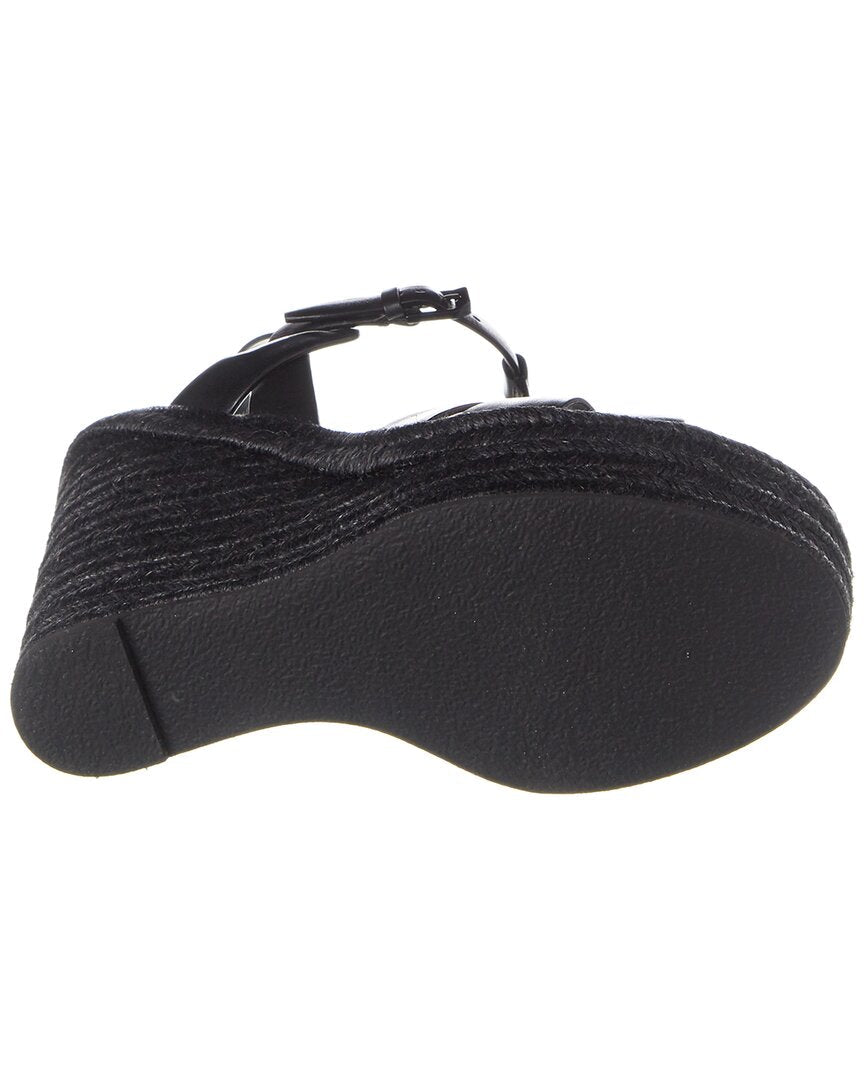 Saint Laurent Tribute 85 Leather Espadrille Wedge Sandal