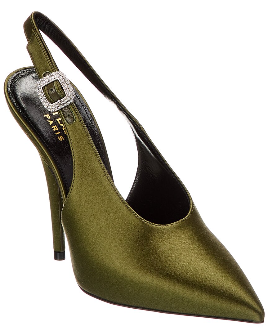 Saint Laurent Yasmeen 115 Satin Slingback Pump Green