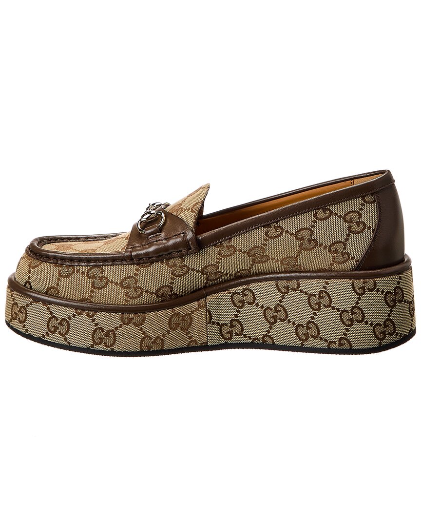 Gucci Gg Canvas & Leather Platform Loafer