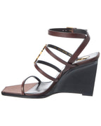 Saint Laurent Cassandra 90 Leather Wedge Sandal