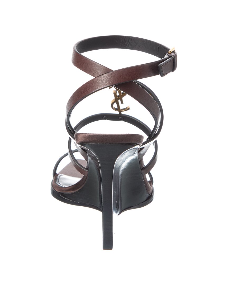 Saint Laurent Cassandra 90 Leather Wedge Sandal
