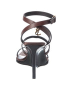 Saint Laurent Cassandra 90 Leather Wedge Sandal
