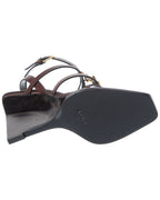 Saint Laurent Cassandra 90 Leather Wedge Sandal
