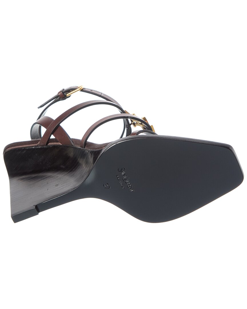 Saint Laurent Cassandra 90 Leather Wedge Sandal