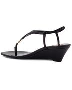 Saint Laurent Cassandre Wedge Leather Thong Sandal