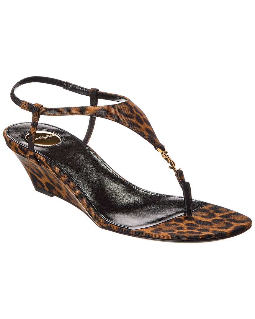 Saint Laurent Cassandra Grosgrain Wedge Sandal