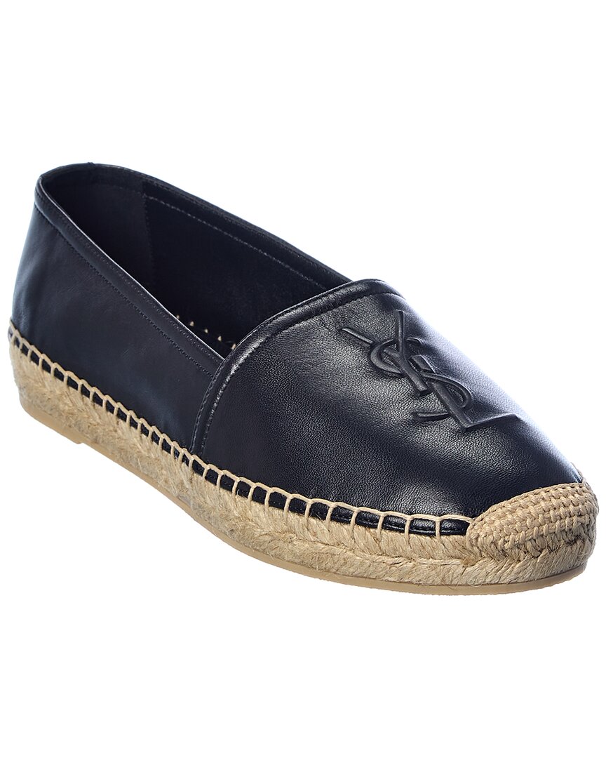 Saint Laurent Debossed Logo Leather Espadrille