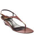 Saint Laurent Cassandra Leather Wedge Sandal