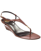 Saint Laurent Cassandra Leather Wedge Sandal