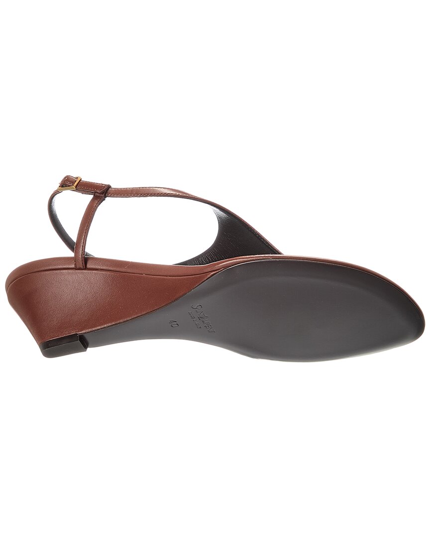 Saint Laurent Cassandra Leather Wedge Sandal
