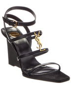 Saint Laurent Cassandra 90 Leather Wedge Sandal