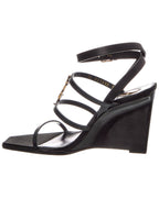 Saint Laurent Cassandra 90 Leather Wedge Sandal