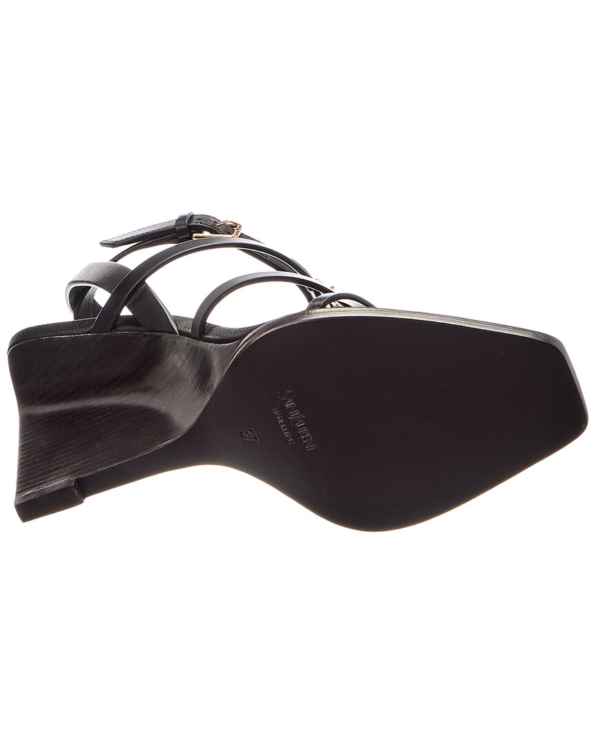 Saint Laurent Cassandra 90 Leather Wedge Sandal