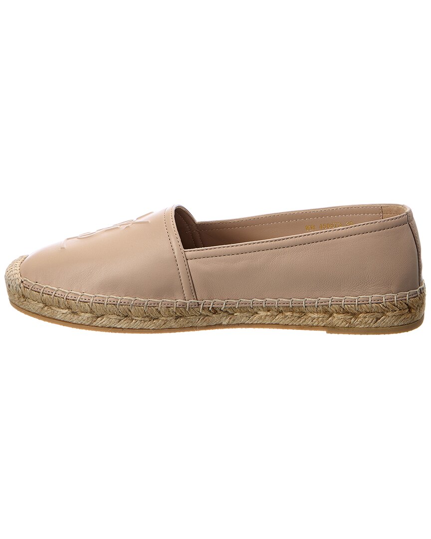 Saint Laurent Monogram Leather Espadrille, 36, Brown