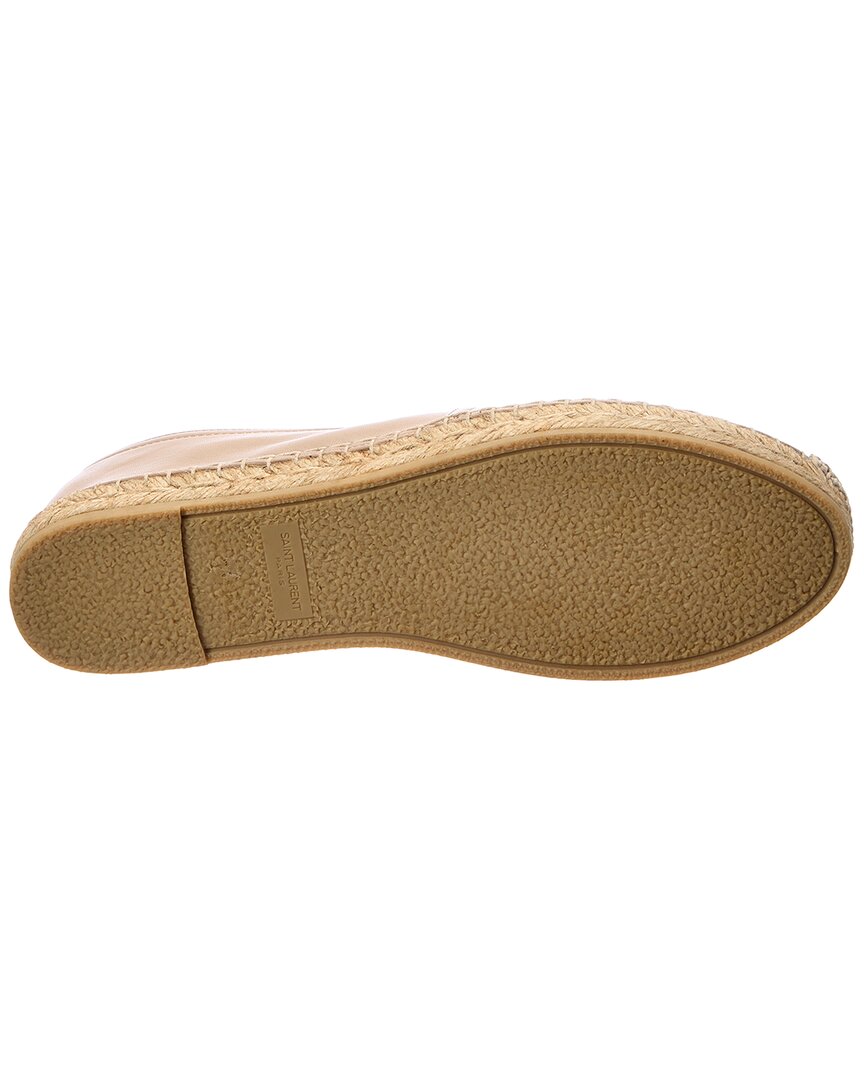 Saint Laurent Monogram Leather Espadrille, 36, Brown