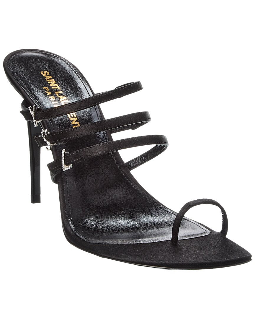 Saint Laurent Jerry 95 Satin Sandal Black
