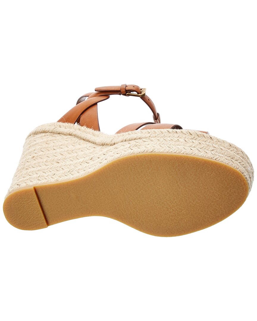 Saint Laurent Tribute 85 Leather Espadrille Wedge Sandal
