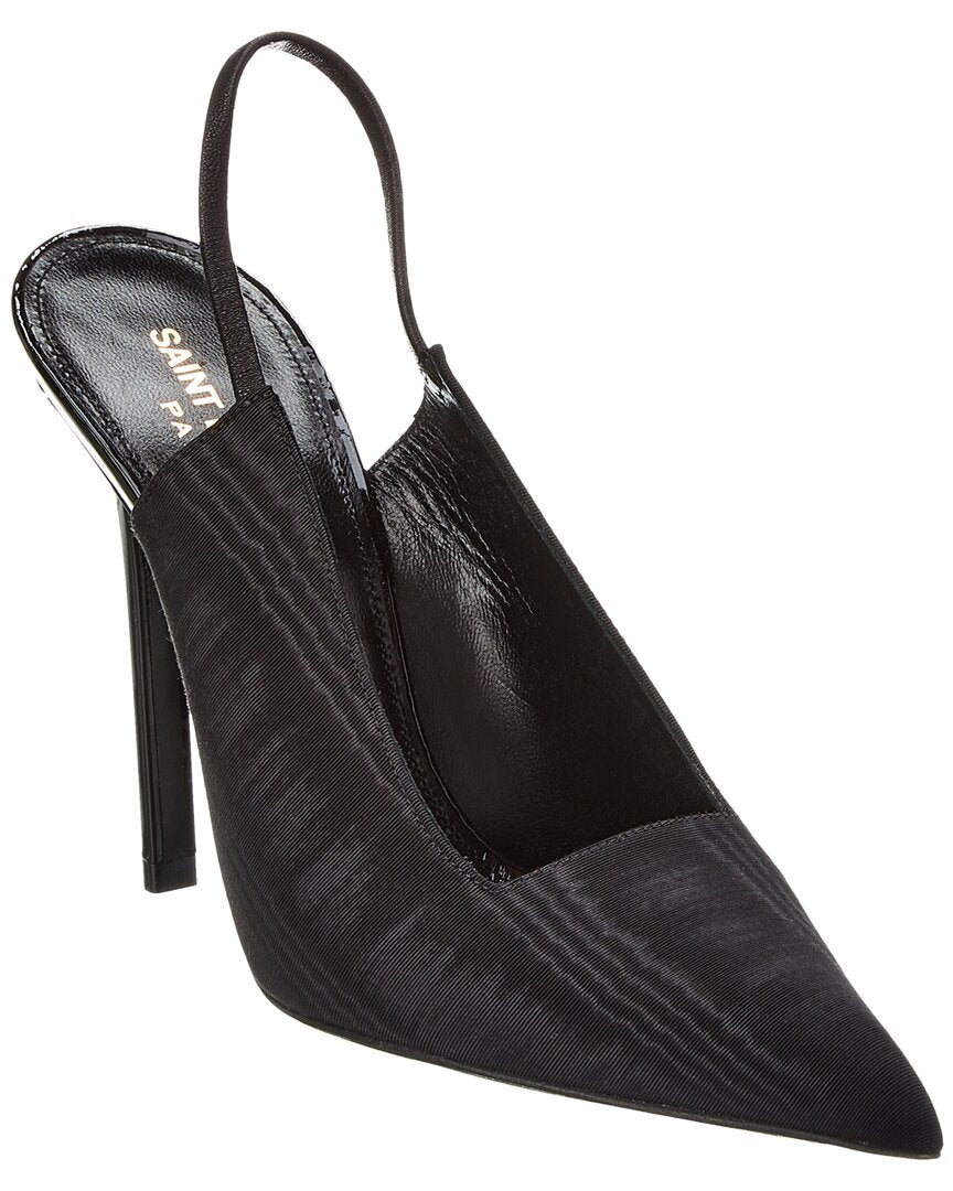 Saint Laurent Raven 110 Grosgrain Slingback Pump Black