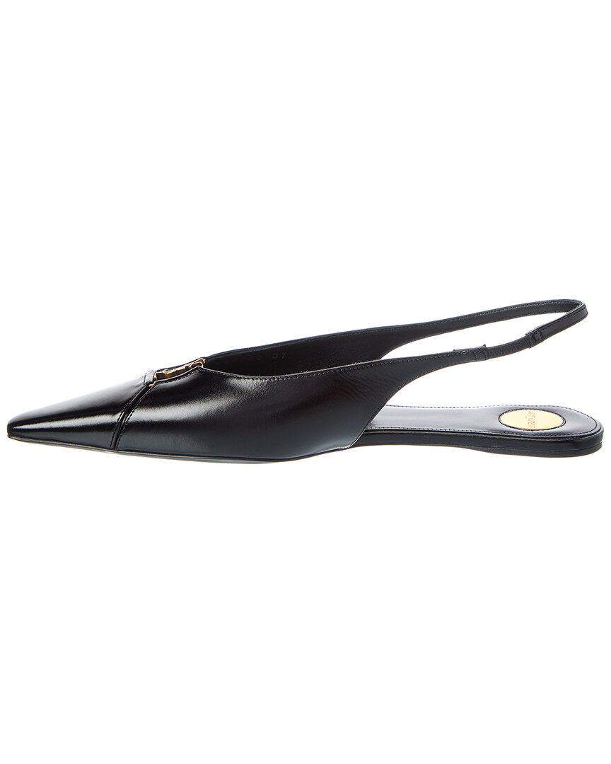 Saint Laurent Babylone Leather Slingback Flat