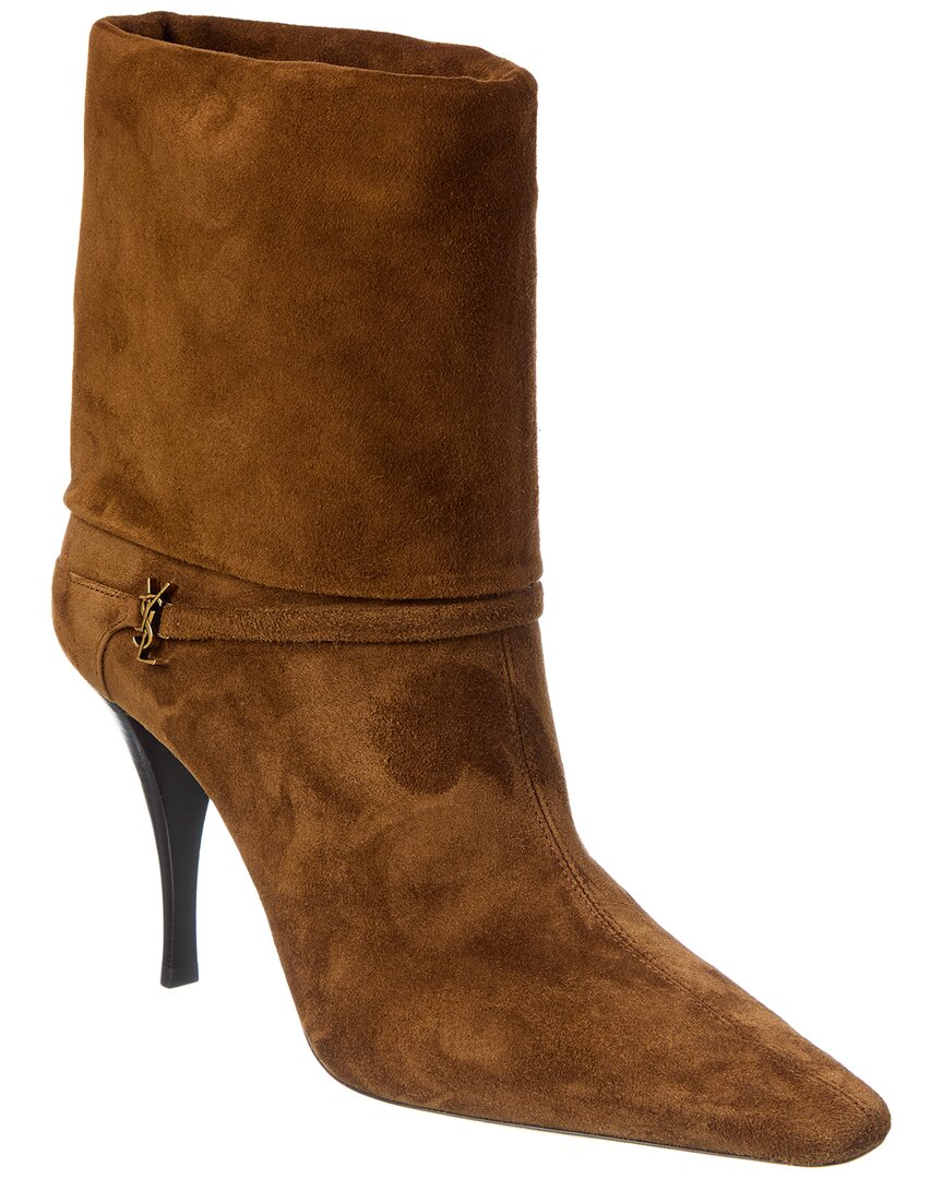 Saint Laurent Vicky 90 Suede Bootie