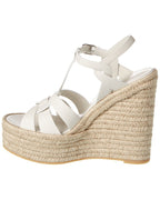 Saint Laurent Tribute 85 Leather Espadrille Wedge Sandal
