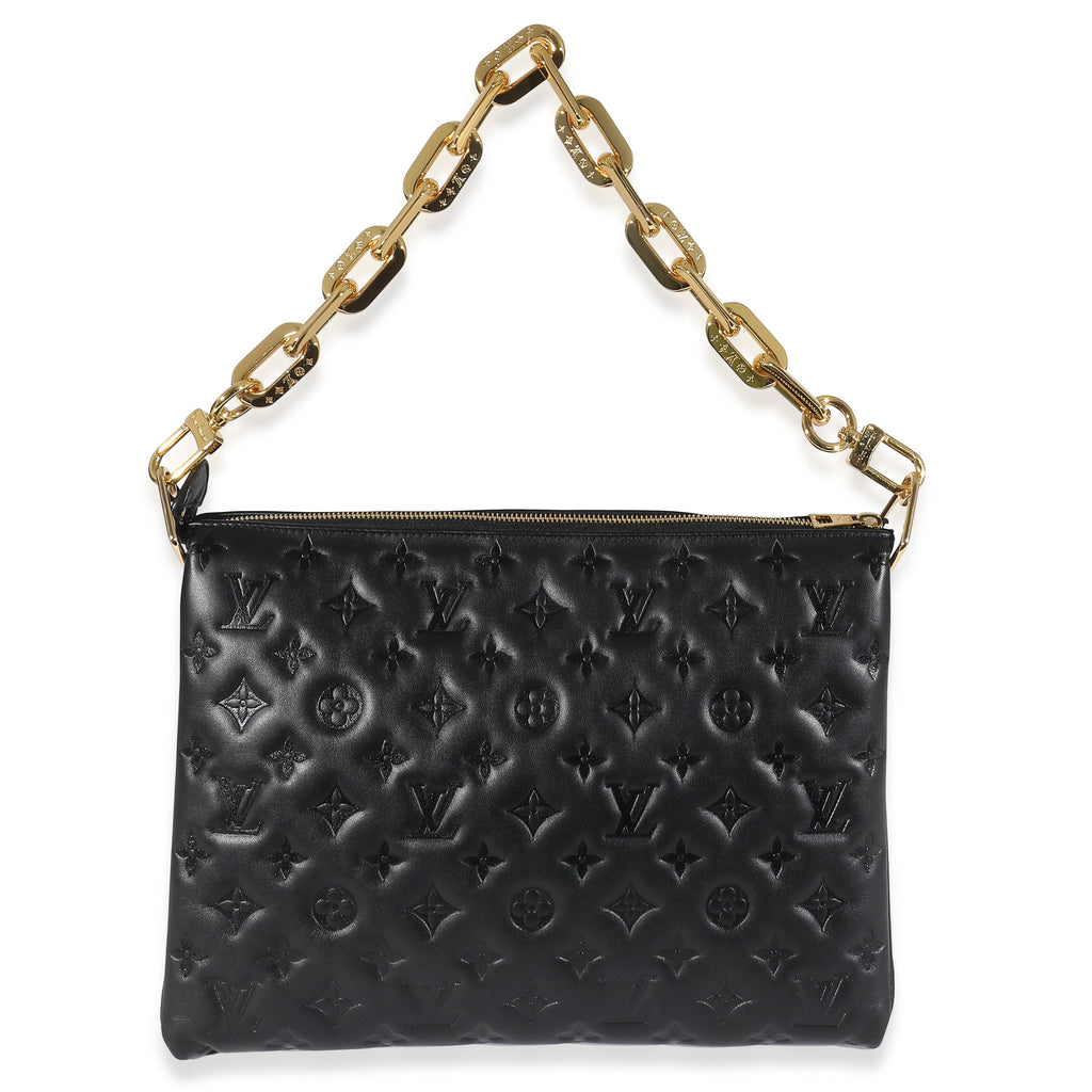 Louis Vuitton Black Monogram Puffy Lambskin Coussin MM