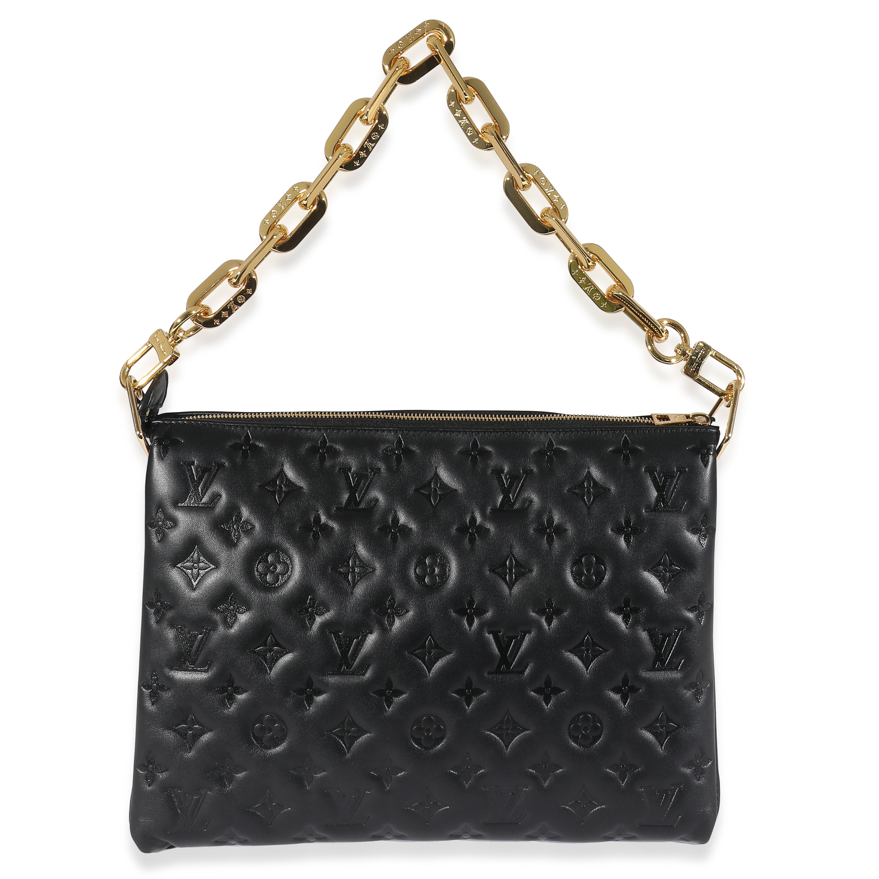 Louis Vuitton Black Monogram Puffy Lambskin Coussin MM