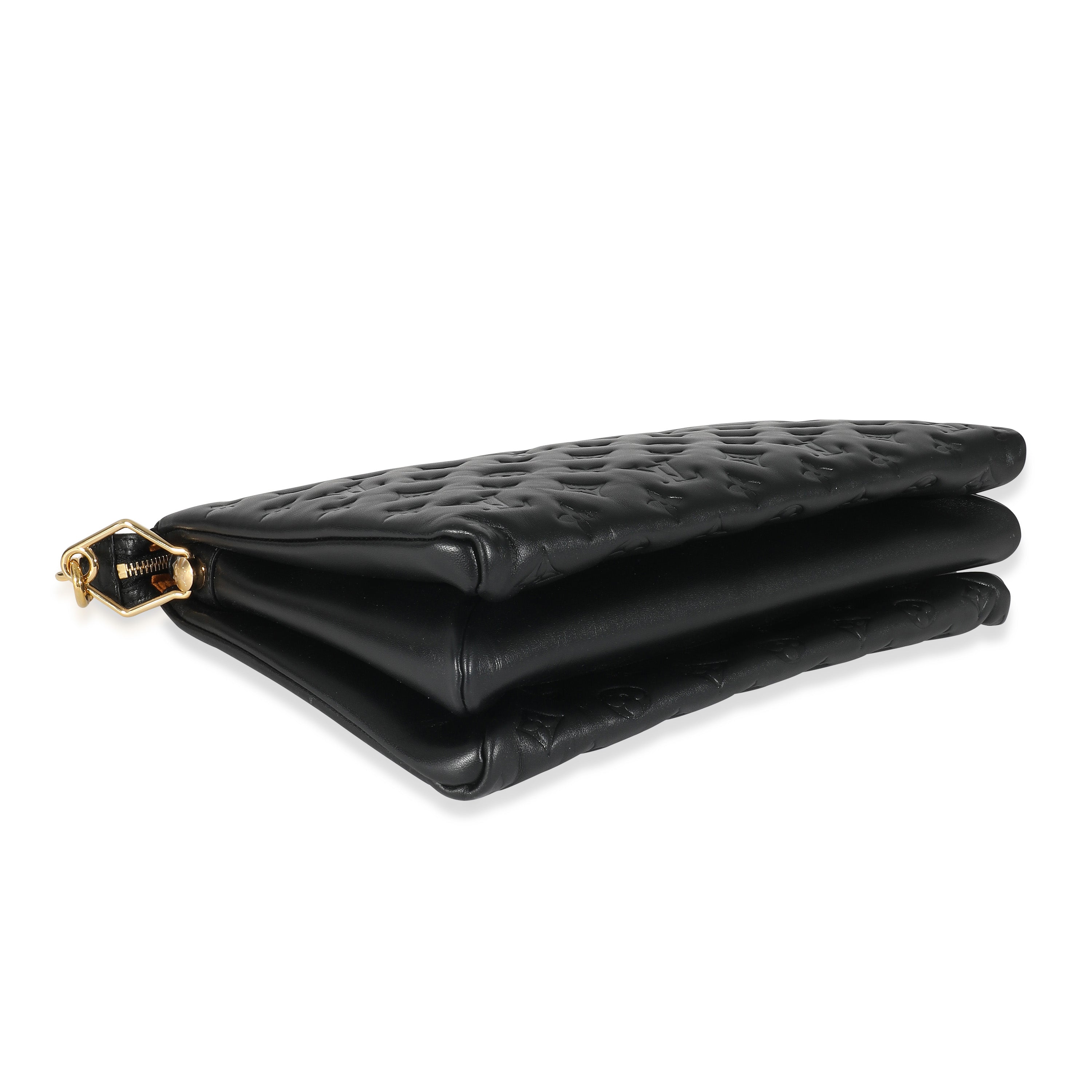 Louis Vuitton Black Monogram Puffy Lambskin Coussin MM