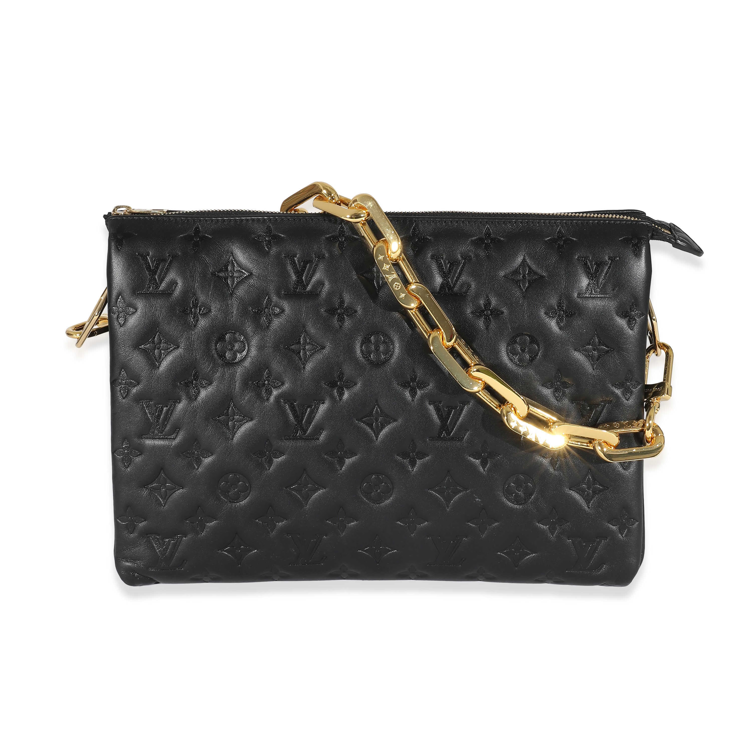 Louis Vuitton Black Monogram Puffy Lambskin Coussin MM