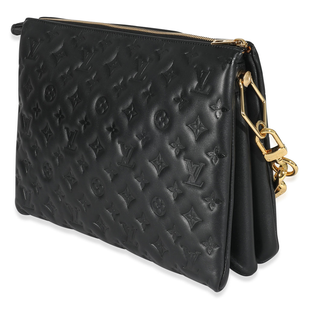 Louis Vuitton Black Monogram Puffy Lambskin Coussin MM
