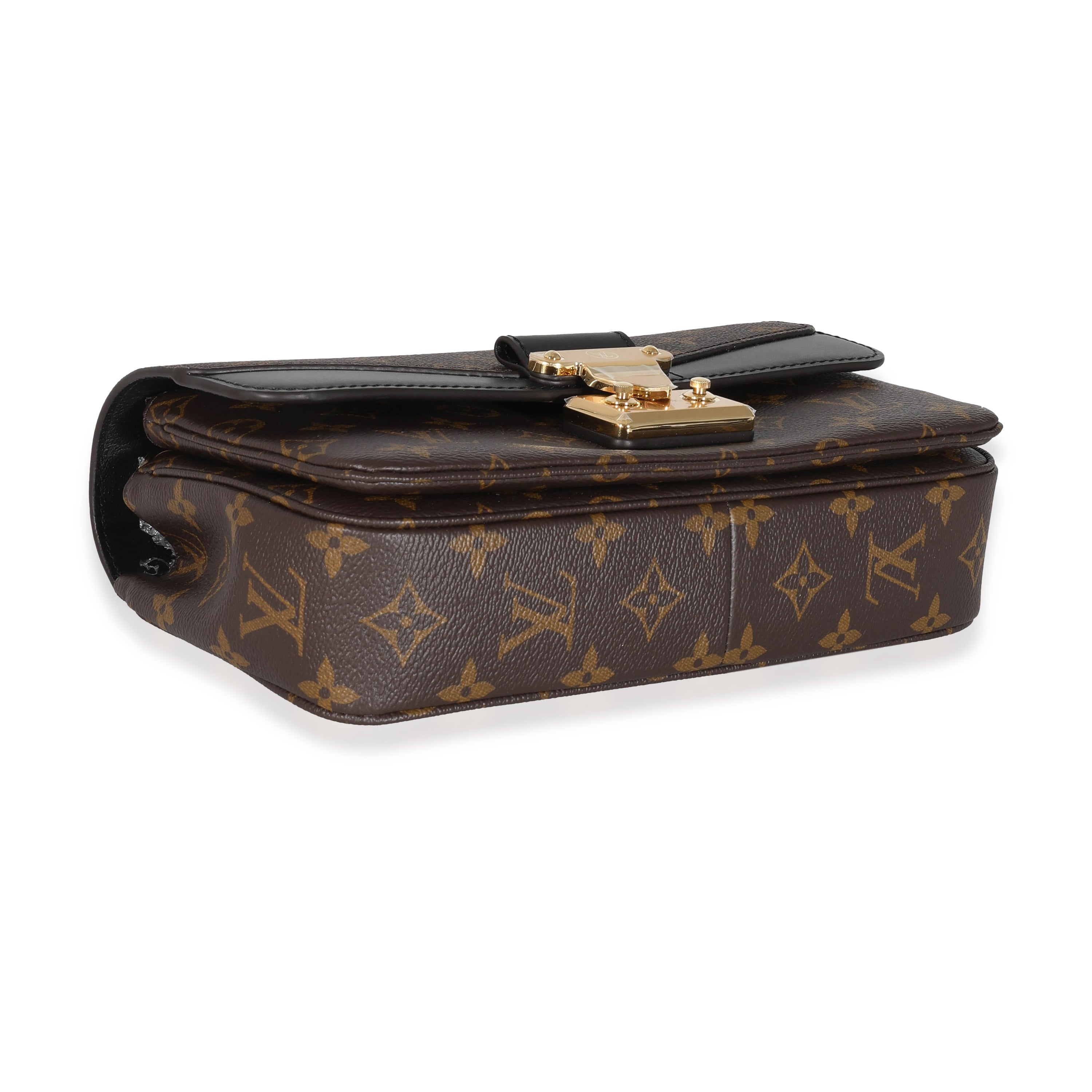 Louis Vuitton Louis Vuitton Black Leather Monogram Canvas Marceau Bag