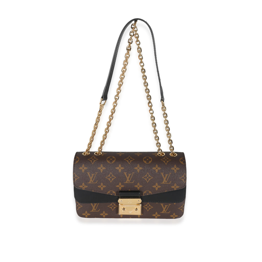 Louis Vuitton Louis Vuitton Black Leather Monogram Canvas Marceau Bag