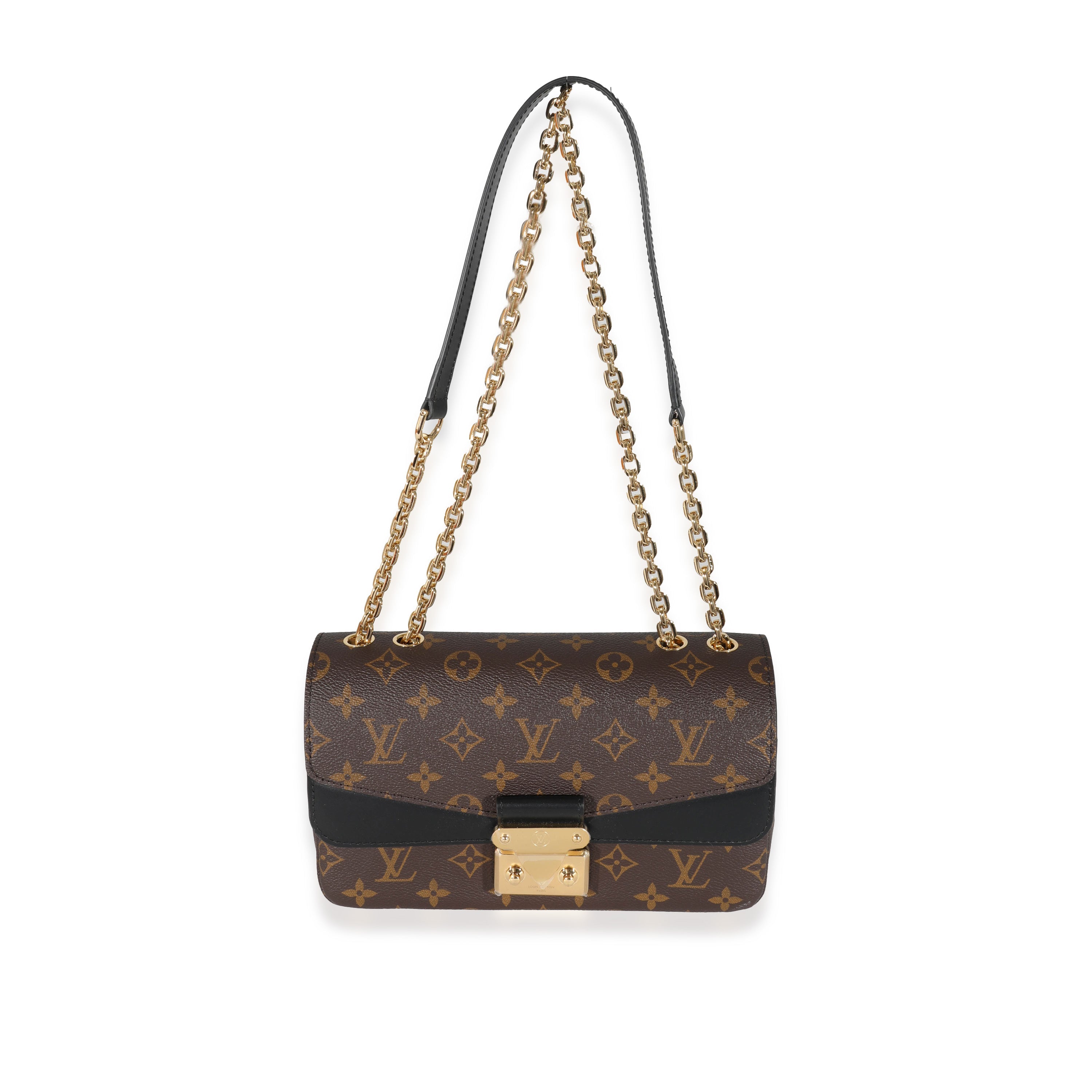 Louis Vuitton Louis Vuitton Black Leather Monogram Canvas Marceau Bag