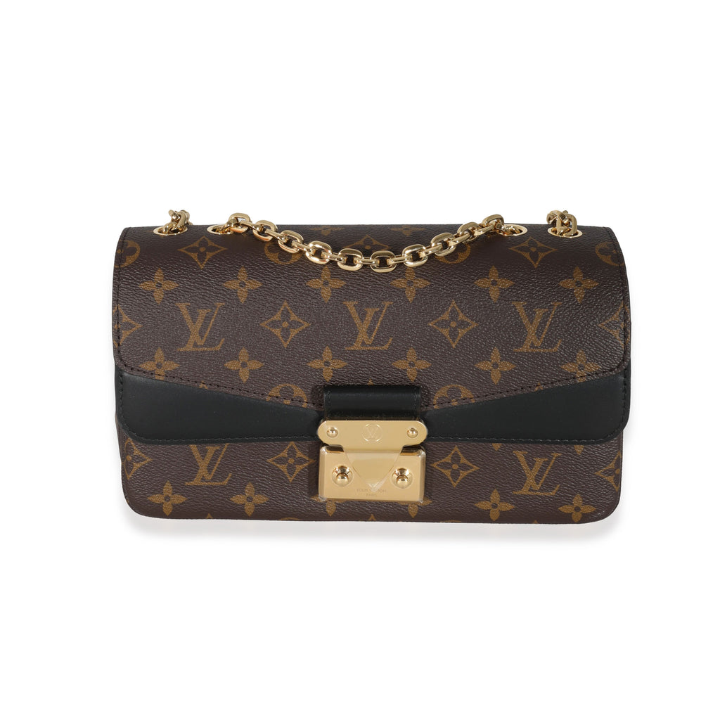 Louis Vuitton Louis Vuitton Black Leather Monogram Canvas Marceau Bag