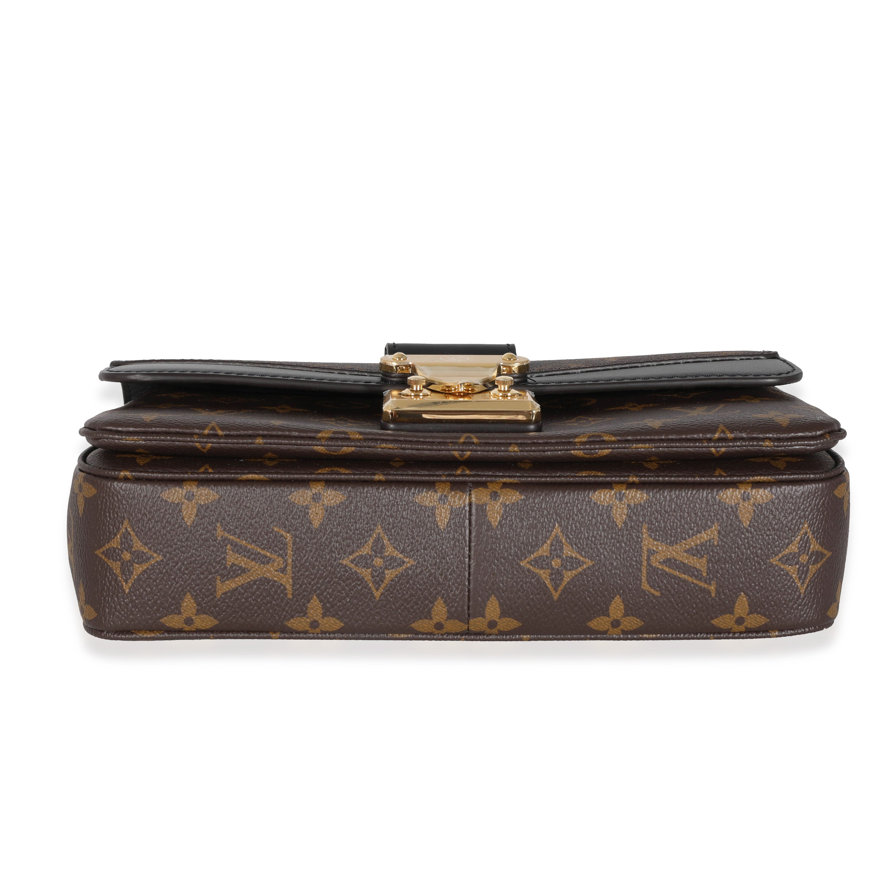 Louis Vuitton Louis Vuitton Black Leather Monogram Canvas Marceau Bag