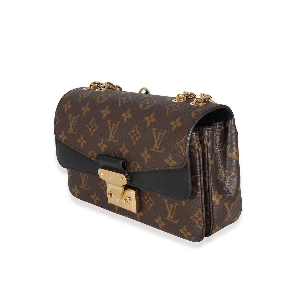 Louis Vuitton Louis Vuitton Black Leather Monogram Canvas Marceau Bag