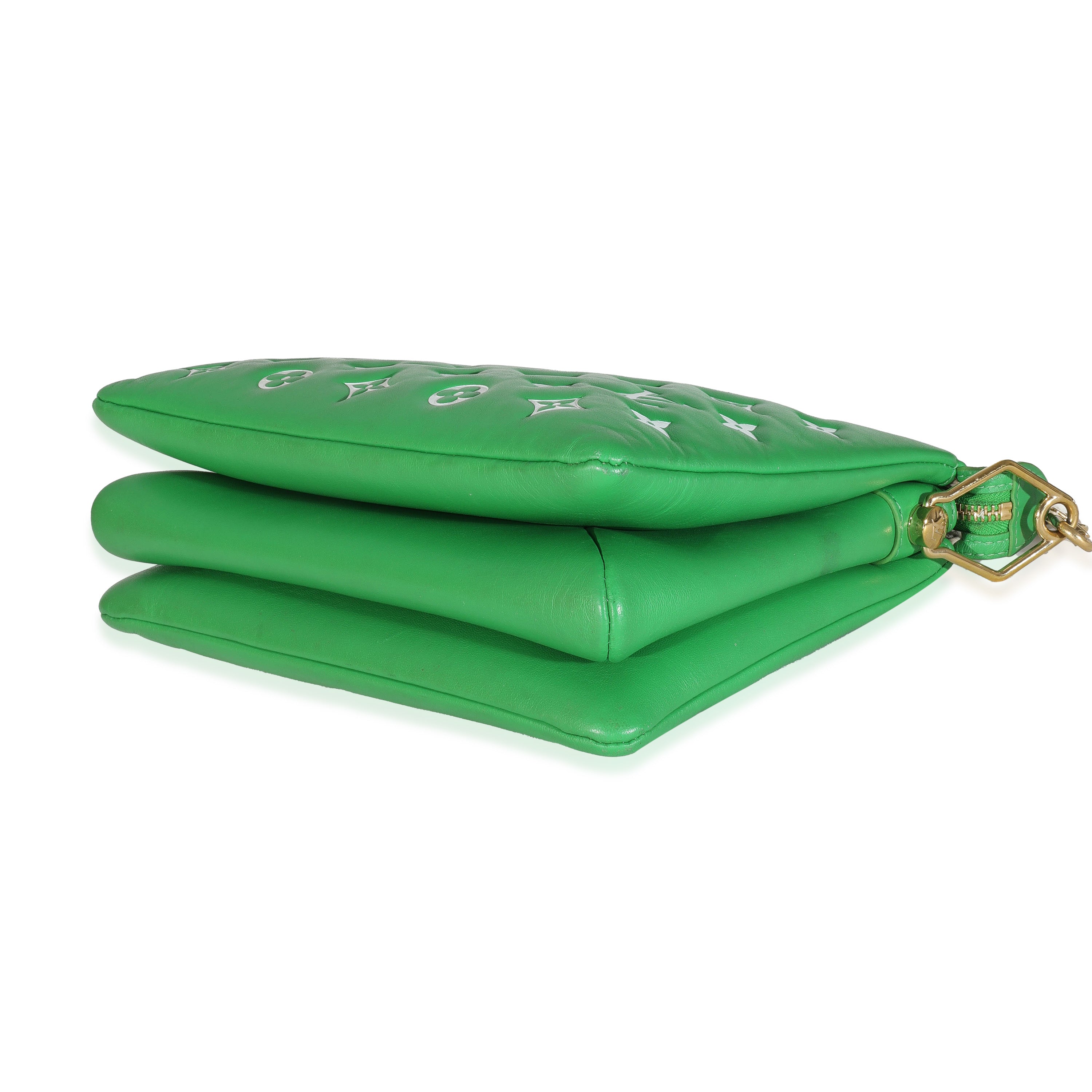 Louis Vuitton Louis Vuitton Green White Puffy Lambskin Monogram Coussin PM
