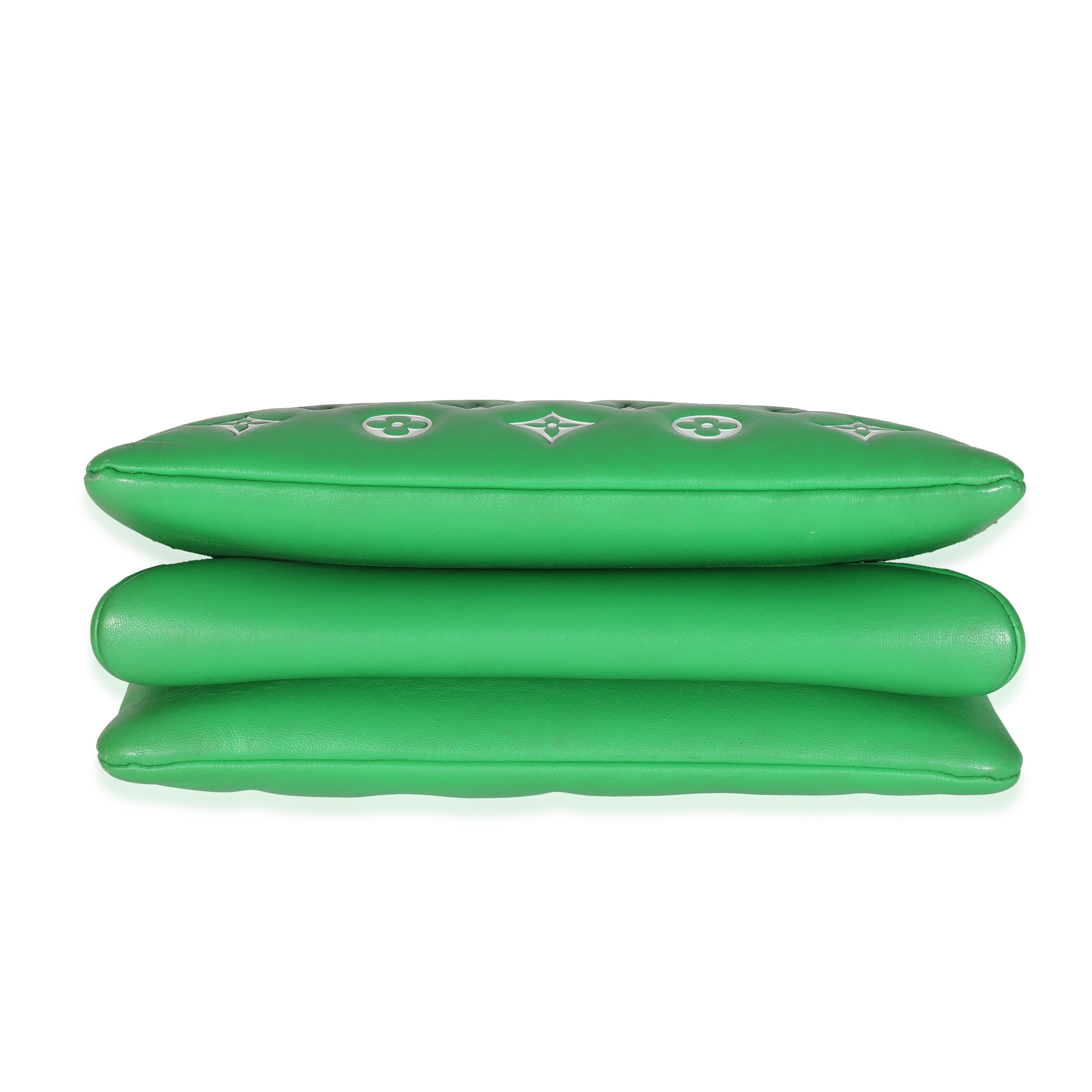 Louis Vuitton Louis Vuitton Green White Puffy Lambskin Monogram Coussin PM